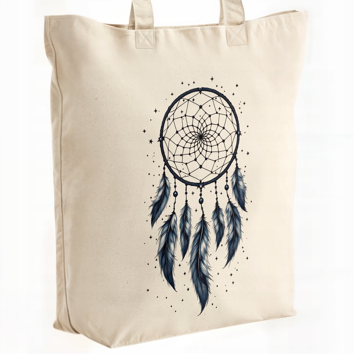 Torba bawełniana premium na zakupy Łapacz Snów Pióra Etniczny Motyw Prezent
