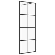 Ścianki i drzwi prysznicowe - vidaXL Ścianka prysznicowa przezroczyste szkło ESG 80x195 cm czarna 151028 - miniaturka - grafika 1