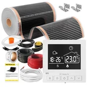 Ogrzewanie podłogowe - Folia grzewcza na podczerwień MISSION AIR Black Silver PTC 160W/m2 12m² szer. 50cm + regulator Taurus Biały - miniaturka - grafika 1