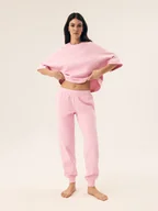 Spodnie damskie - Długie spodnie dresowe Mavere Bloovii różowy S - miniaturka - grafika 1