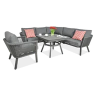 Meble ogrodowe - Zestaw mebli FOCUS GARDEN SALVADOR DINING, szary, 3 elementy - miniaturka - grafika 1