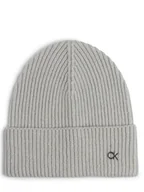 Czapki damskie - Calvin Klein Czapka damska z zawartością kaszmiru Kobiety dzianina grubo tkana szary jednolity, ONE SIZE - miniaturka - grafika 1