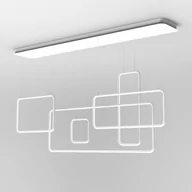 Lampy sufitowe - Altavola Design LAMPA wisząca SHAPES LA077/CL5_150_in_3k_biały geometryczna OPRAWA metalowy zwis LED 131W prostokąty IP44 biała LA077/CL5_150_in_3k_biały - miniaturka - grafika 1