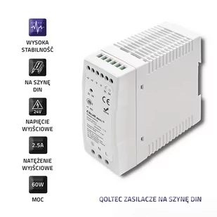 Qoltec Zasilacz Na Szynę Din 60W 24V 2.5A Biały Slim - Pozostałe akcesoria sieciowe - miniaturka - grafika 3