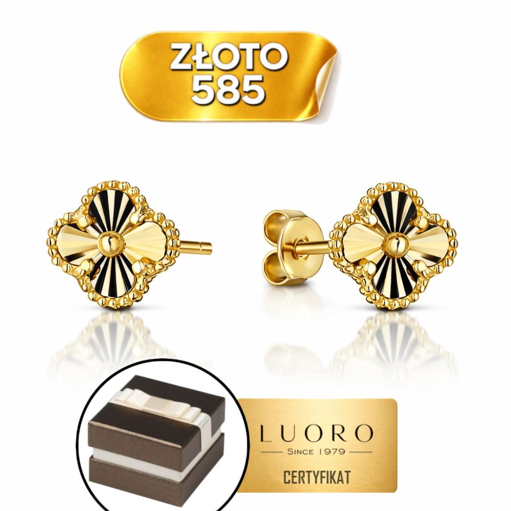 KOLCZYKI ZŁOTE 585 14K KONICZYNKI DIAMENTOWANE 11,5 MM SZTYFT ELEGANCKIE