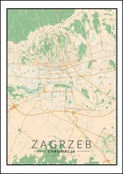 Plakaty - Galeria Plakatu, Plakat, Zagrzeb Mapa Kolorowa, 30x40 cm - miniaturka - grafika 1