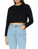 Swetry damskie - Build Your Brand Damska bluza damska Terry Cropped Crew pulowery, sweter dla kobiet, dostępny w kolorze czarnym lub białym, rozmiary XS - 5XL, czarny, 3XL - miniaturka - grafika 1