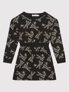 Sukienki i spódniczki dla dziewczynek - Calvin Klein Jeans Sukienka codzienna Logo IG0IG01182 Czarny Regular Fit - grafika 1