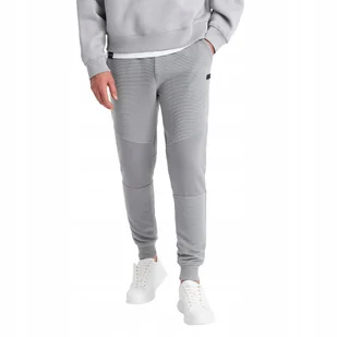 Męskie spodnie dresowe dresy ze wstawkami szare V5 OM-PASK-0127 XXL - Dresy męskie - miniaturka - grafika 1