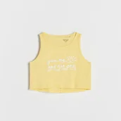 Koszulki dla dziewczynek - Reserved - Top z nadrukiem - żółty - miniaturka - grafika 1