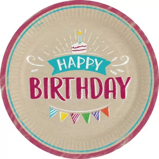 Talerze My Birthday Party okrągle papierowe 23 cm 8szt - Dekoracje i nakrycia stołu na imprezę - miniaturka - grafika 1