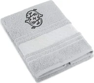 Ręczniki - Ręcznik frotte mozaika ze znakiem RYBY - Ręcznik - 50x100 cm - jasnoszary - miniaturka - grafika 1