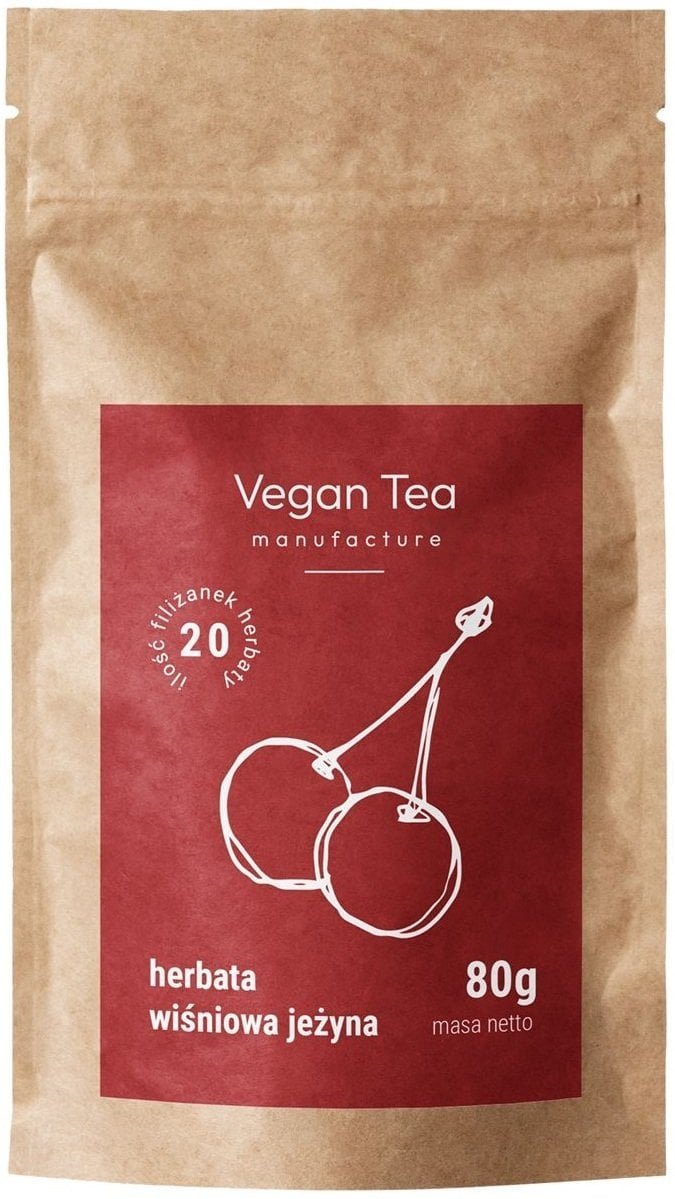 Vegan Tea - czarna herbata sypana Wiśniowa Jeżyna opakowanie uzupełniające 80 g