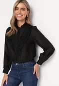Koszule damskie - Czarna Koszula z Koronką Walaa - miniaturka - grafika 1