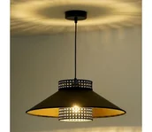 Lampy sufitowe - Duolla - Żyrandol na lince RIO RATTAN 1xE27/15W/230V śr. 45 cm czarny/złoty - miniaturka - grafika 1
