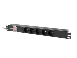 Lanberg listwa zasilająca rack PDU 19'' 1U 10A 5x PL 2m czarna C14 PDU-05E-0200-IEC-BK - Akcesoria do szaf serwerowych - miniaturka - grafika 1