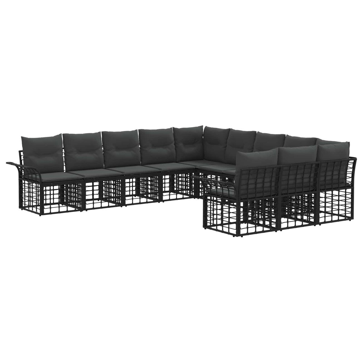 vidaXL Zestaw sof na zewnątrz 11 pcs Czarny i Ciemnoszary Poliester