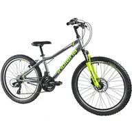 Rowery - Rower młodzieżowy INDIANA Rock Jr 24 cale dla chłopca Szaro-limonkowy - miniaturka - grafika 1