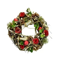 Ozdoby bożonarodzeniowe - Bożonarodzeniowy wieniec ratanowy Gladys, 24 cm - miniaturka - grafika 1