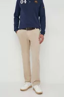 Spodnie męskie - Calvin Klein Jeans spodnie bawełniane kolor beżowy w fasonie chinos - miniaturka - grafika 1