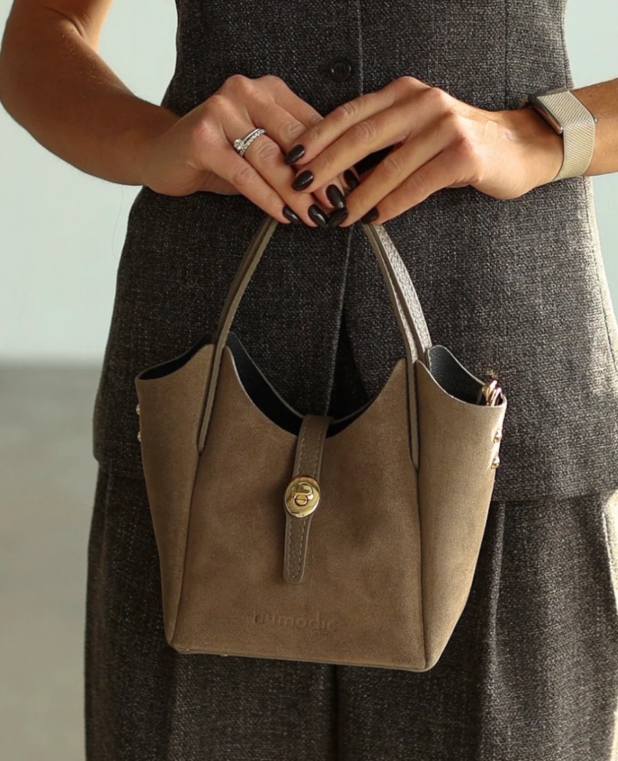 Vittora Taupe - skórzana listonoszka mini one size