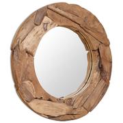 vidaXL Lustro dekoracyjne, drewno tekowe, 80 cm, okrągłe