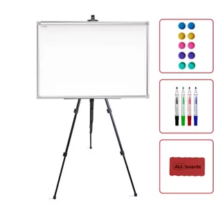 Zestaw - tablica magnetyczna biała 60x45 cm + sztaluga + gąbka + magnesy + markery - Tablice dla dzieci - miniaturka - grafika 1