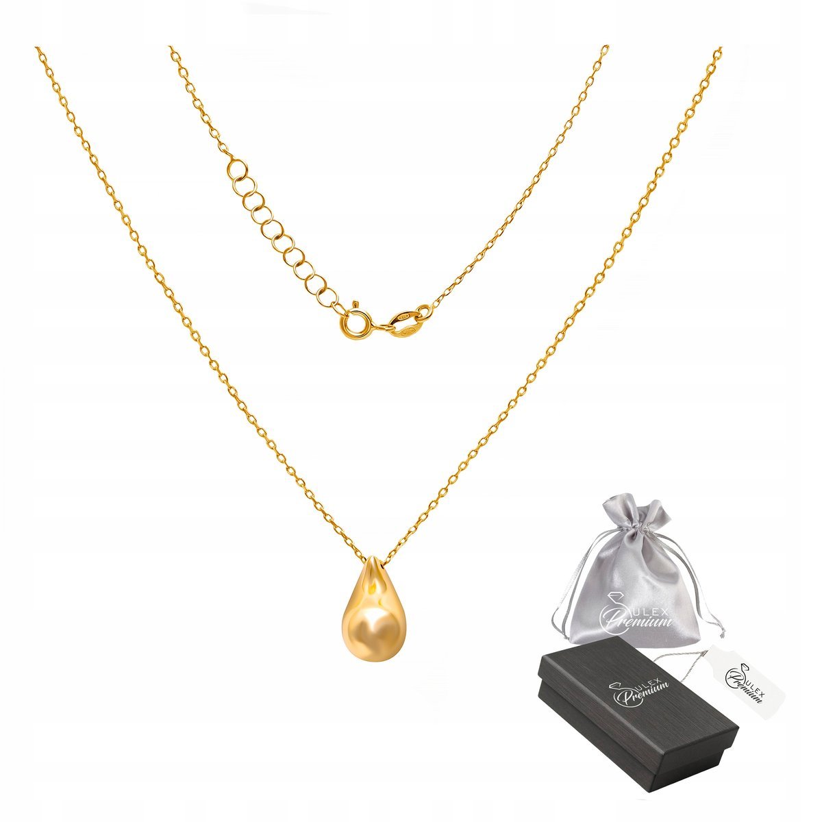 Celebrytka Srebrna pr. 925 Elegancki Lekki Naszyjnik Złota Łezka dla Niej