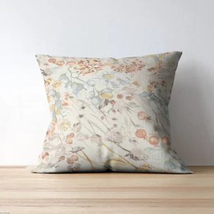 Poduszka z poszewką dekoracyjna bawełniana plamoodporna Suche kwiaty Brązowe - Poduszki dekoracyjne - miniaturka - grafika 1