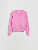 Swetry damskie - Reserved - Kardigan z wiskozą - fioletowy - miniaturka - grafika 1