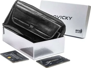 Rovicky Skórzane etui na pasek z miejscem na karty i dokumenty, RFID - Rovicky Nie dotyczy - Etui na dokumenty i karty - miniaturka - grafika 1