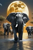 Zabawki kreatywne - Diamentowa Mozaika Zwierzęta Słonie Wędrujące Na Tle Księżyca 30x40 - miniaturka - grafika 1