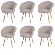 Krzesła - Zestaw 6 krzeseł do jadalni Malmö T633, krzesło kuchenne, design retro 50s ~ tekstylny, kremowy/szary - miniaturka - grafika 1