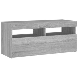 Lumarko Szafka pod TV z oświetleniem LED, szary dąb sonoma, 90x35x40 cm - Szafki RTV - miniaturka - grafika 8