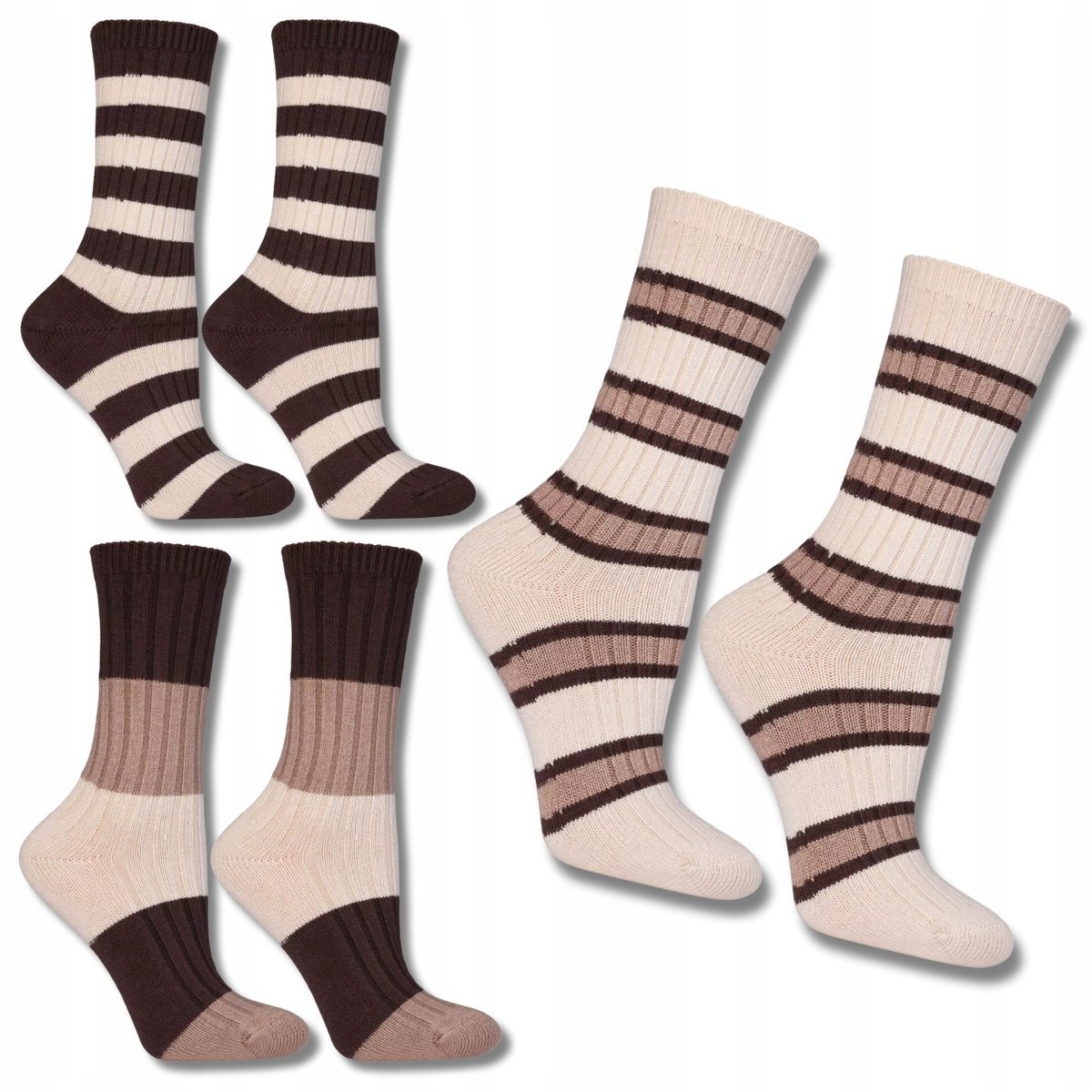 Prążkowane Skarpety Damskie Skarpetki Wiskozowe W Paski 3-Pak Moraj 38-41