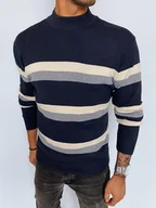 Swetry męskie - Sweter męski półgolf w paski granatowy Dstreet WX2126-2XL/3XL - miniaturka - grafika 1