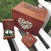 Wesele i ślub - Komplet pudełko na koperty + na obrączki Mahoń 1 - miniaturka - grafika 1