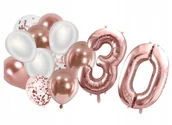 Balony i akcesoria - zestaw balonów na 30 rose gold urodziny dekoracje urodzinowe balon foliowy - miniaturka - grafika 1