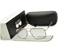 Okulary korekcyjne, oprawki, szkła - Męskie okulary pilotki zerówki do komputera BLF filtr EST-131K-16 Estillo - miniaturka - grafika 1