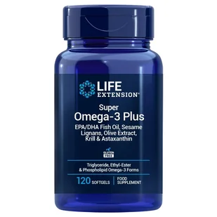 Suplement diety, LIFE EXTENSION Super Omega-3 Plus EPA/DHA z Lignanami Sezamowymi, Ekstraktem z Oliwek, Olejem z Kryla i Astaksantyną EU  (120 kaps.) - Witaminy i minerały - miniaturka - grafika 1