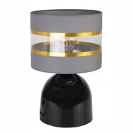 Lampy stojące - Lampa nocna stołowa Elegance Gold Neli 1xE27 klosz walec czarno/szary 20cm Light Home LH - miniaturka - grafika 1