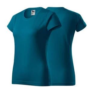 Koszulka petrol blue z krótkim rękawem z logo na sercu i plecach damska z nadrukiem logo firmy 160g BASIC134 kolor 93 koszulka krótki rękaw - Koszulki i topy damskie - miniaturka - grafika 1