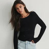 Swetry damskie - Reserved - Sweter z wiązaniem - Czarny - miniaturka - grafika 1