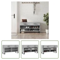 Szafki na buty - The Living Store Ławka na buty betonowa szara 102x35x55 cm Materiał drewnopochodny - miniaturka - grafika 1