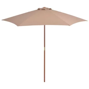 vidaXL Parasol ogrodowy na drewnianym słupku, 270 cm, taupe - Parasole ogrodowe - miniaturka - grafika 1
