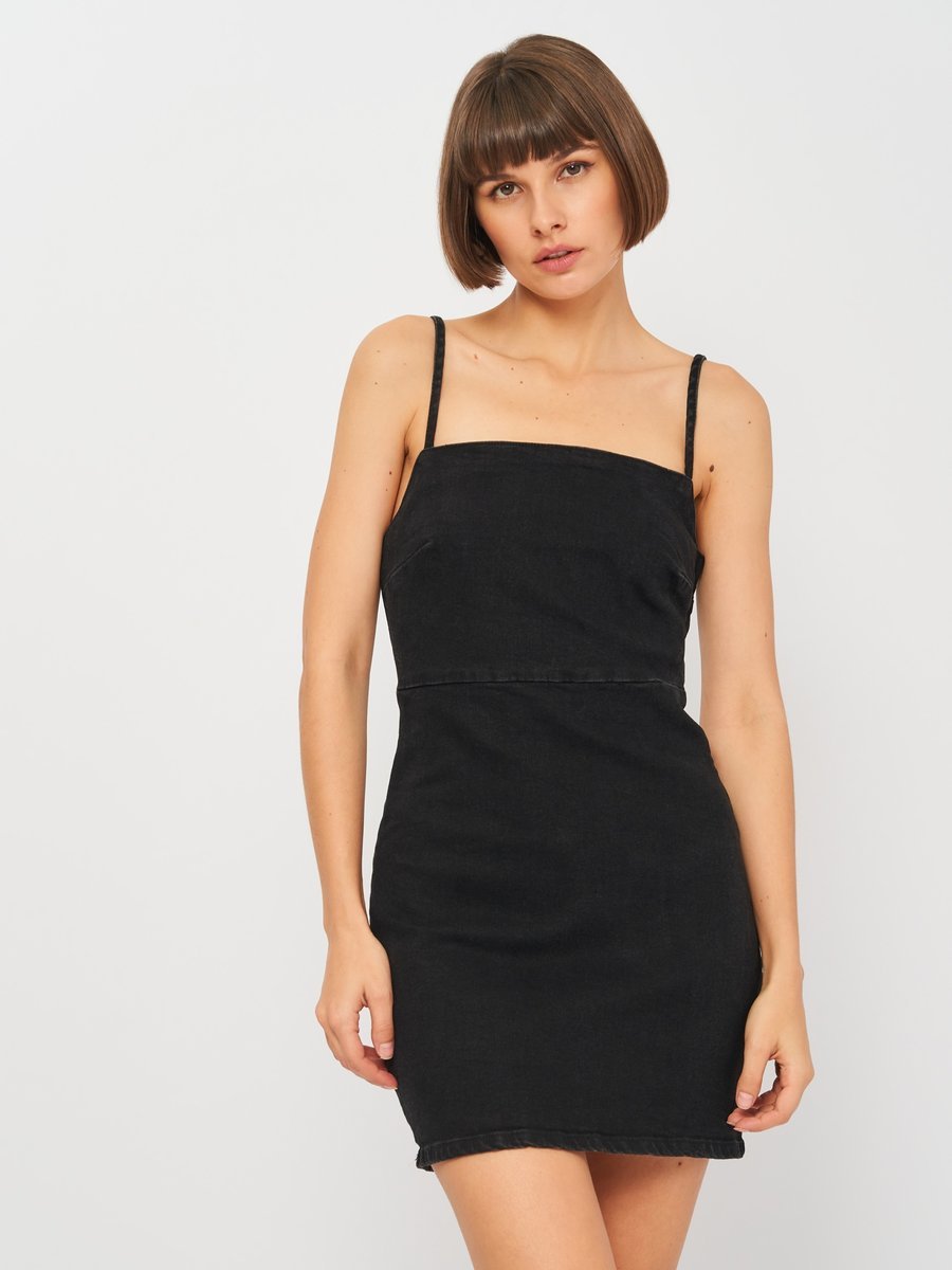 ZARA CZARNA JEANSOWA OŁÓWKOWA SUKIENKA MINI S ZGD