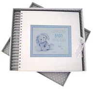 Kartki okolicznościowe i zaproszenia - Białe bawełniane kartki nowe dziecko, karta i książeczka z pamięci, niebieski królik, tablica, biały, 27 x 30 x 4 cm - miniaturka - grafika 1