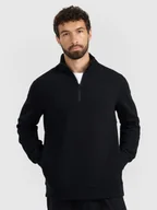 Bluzy męskie - 4F Bluza dresowa z dzianiny waflowej męska - czarna M - miniaturka - grafika 1