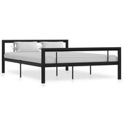 Łóżka - vidaXL Rama łóżka, czarno-biała, metalowa, 120 x 200 cm - miniaturka - grafika 1