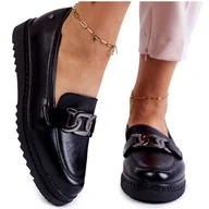 Mokasyny damskie - Vinceza Skórzane Mokasyny Na Platformie Czarne Abisso - miniaturka - grafika 1